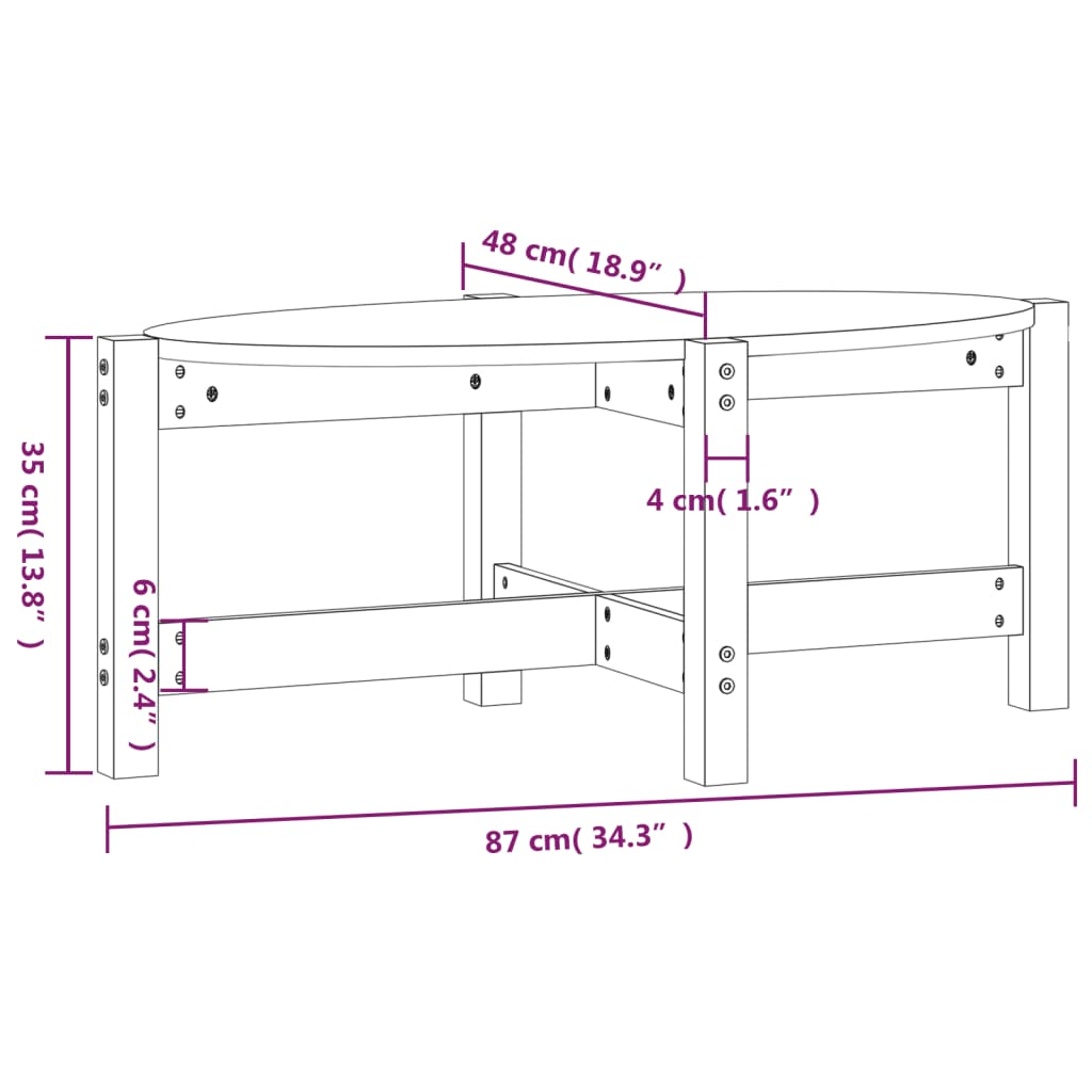 Salontafel 87x48x35 cm massief grenenhout