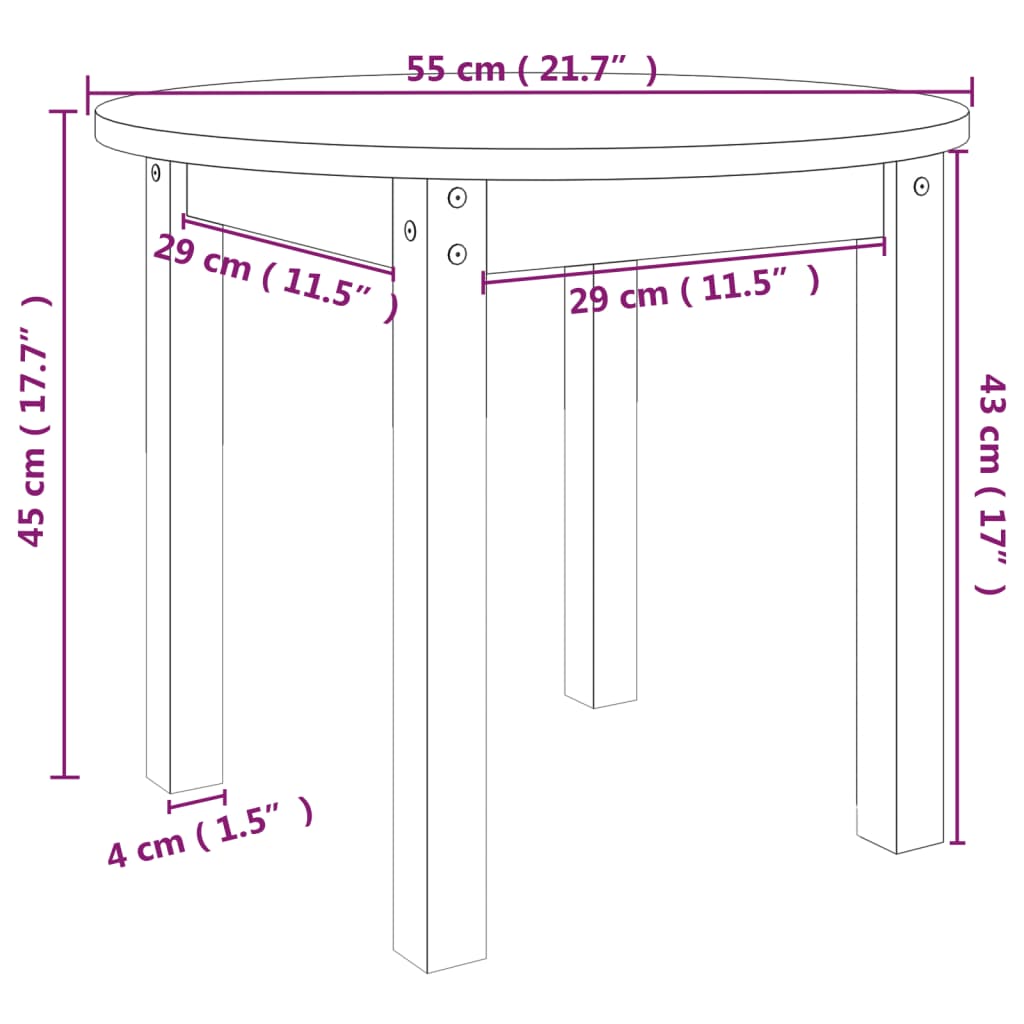 Salontafel Ø 55x45 cm massief grenenhout