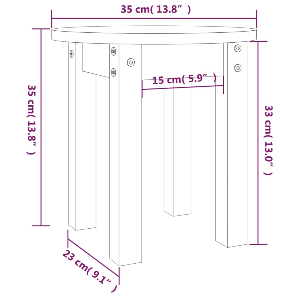 Salontafel Ø 35x35 cm massief grenenhout