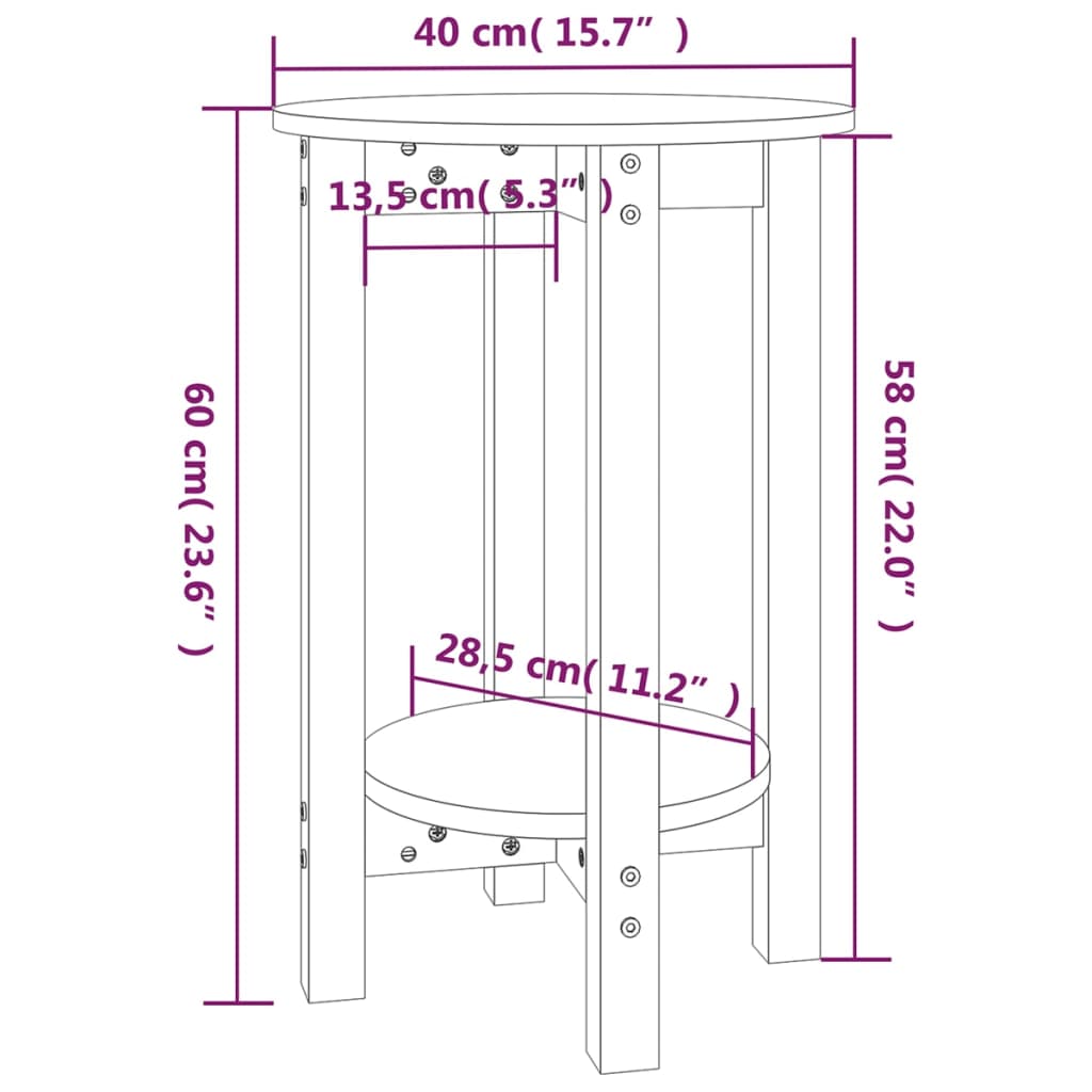 Salontafel Ø 40x60 cm massief grenenhout