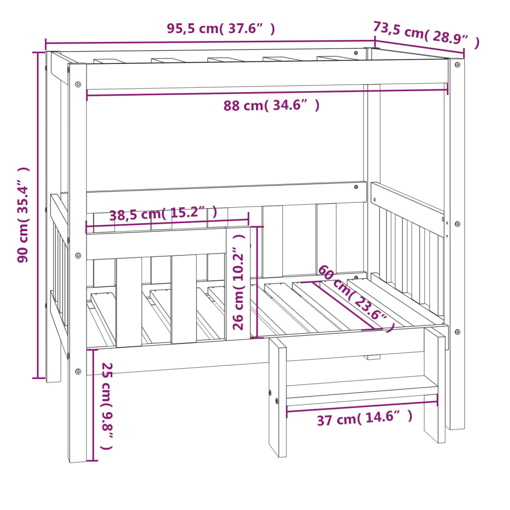 Hondenmand 75,5x63,5x70 cm massief grenenhout