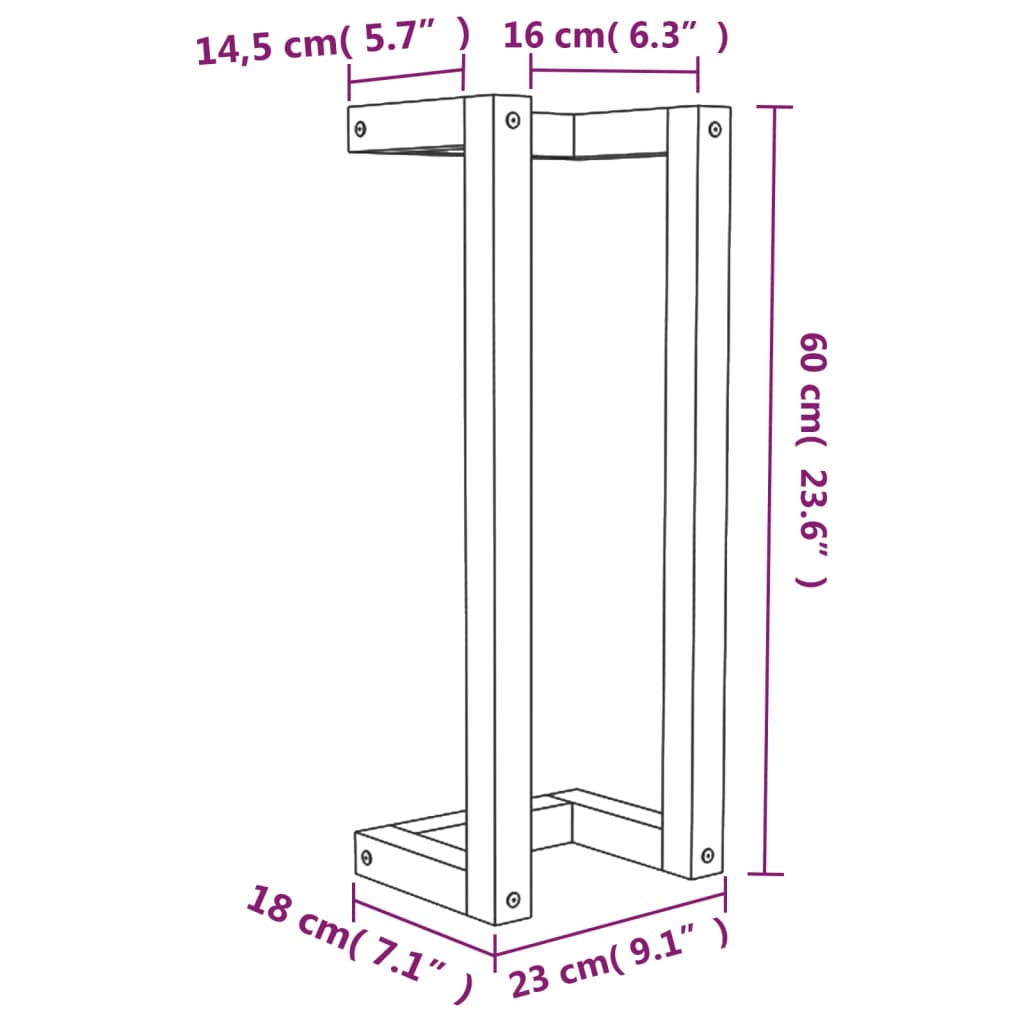 Handdoekenrek 23x18x110 cm massief grenenhout wit