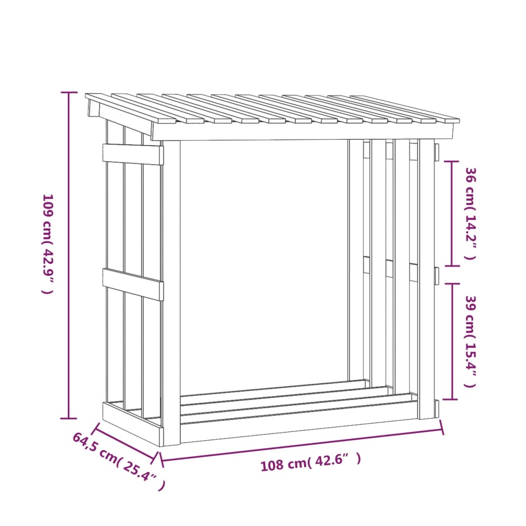 Haardhoutrek 108x64,5x77 cm massief grenenhout