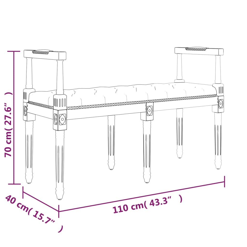 Bankje 110x40x70 cm fluweel