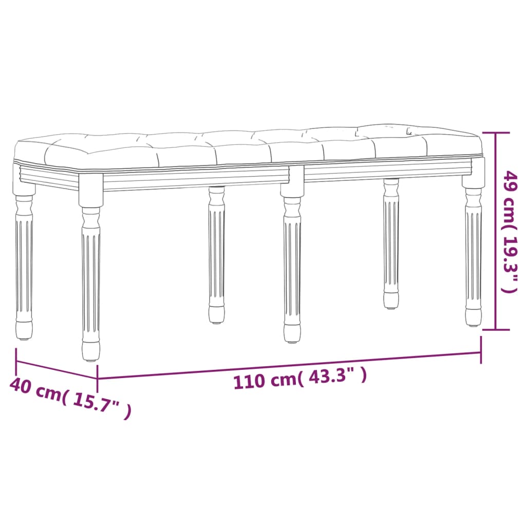 Bankje 110x40x49 cm stof