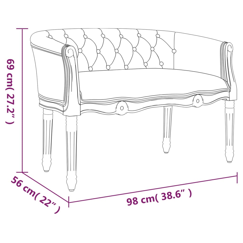 Bankje 98x56x69 cm stof