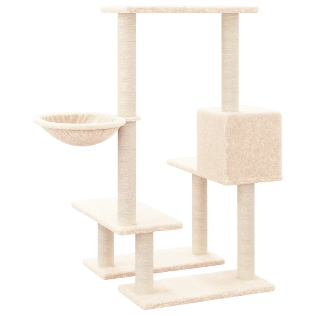 Kattenmeubel met sisal krabpalen 94,5 cm crèmekleurig