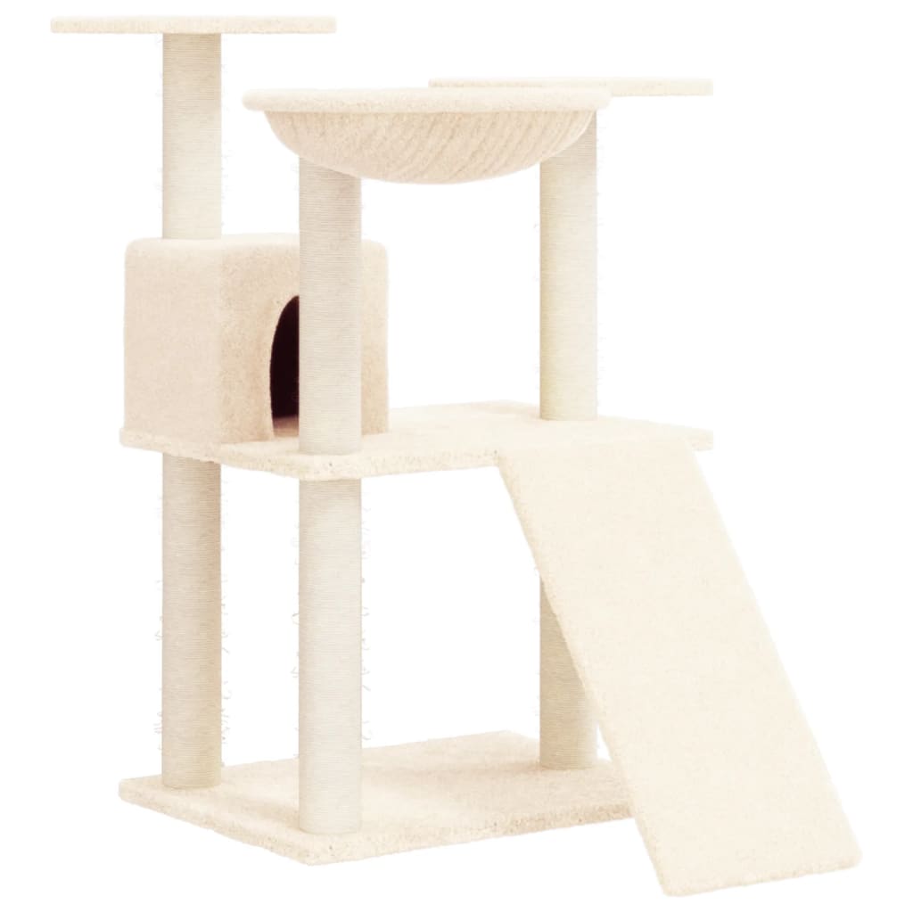 Kattenmeubel met sisal krabpalen 83 cm crèmekleurig