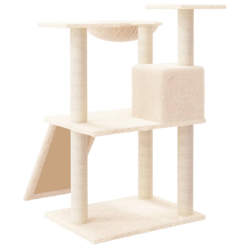 Kattenmeubel met sisal krabpalen 83 cm crèmekleurig