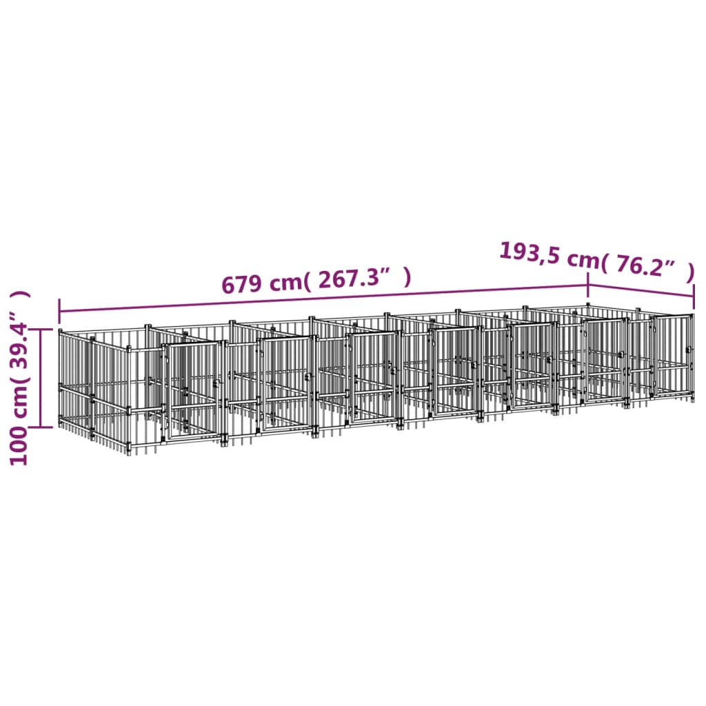 Hondenkennel voor buiten 13,14 m² staal