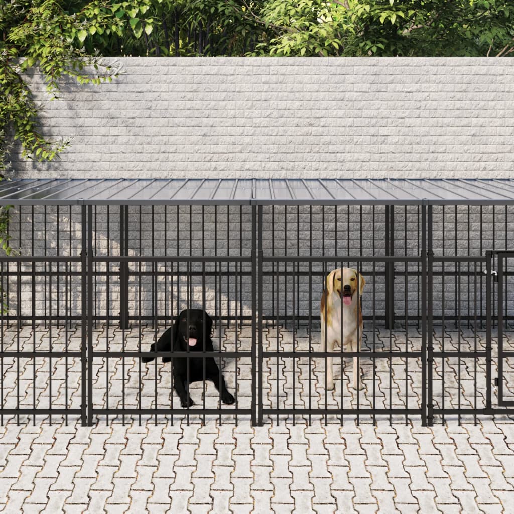 Hondenkennel voor buiten 15,02 m² staal