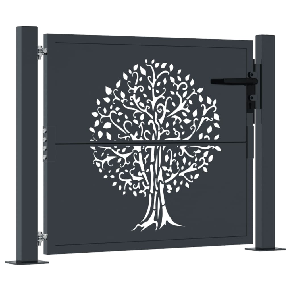 Poort 105x80 cm met boomontwerp staal antracietkleurig