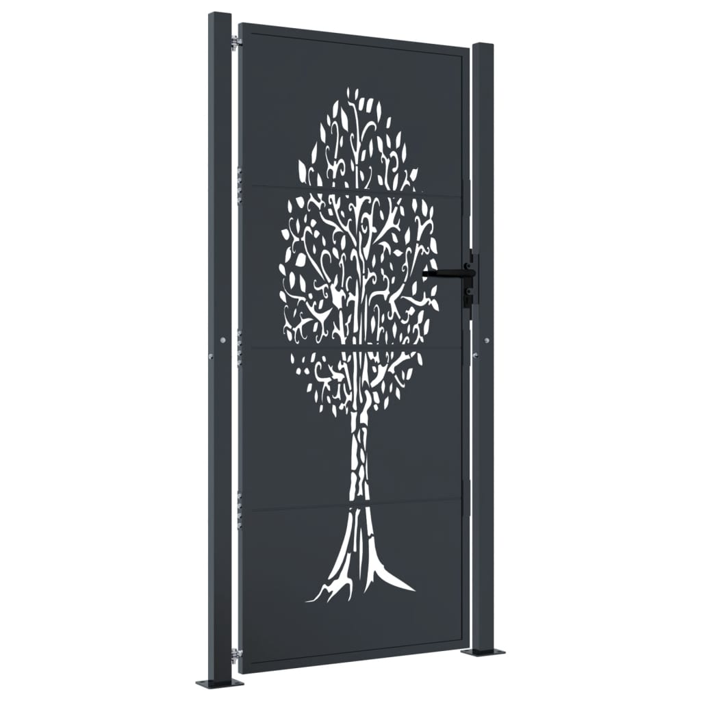 Poort 105x80 cm met boomontwerp staal antracietkleurig