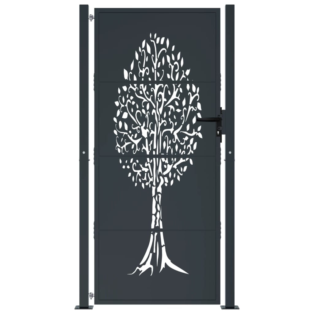 Poort 105x80 cm met boomontwerp staal antracietkleurig