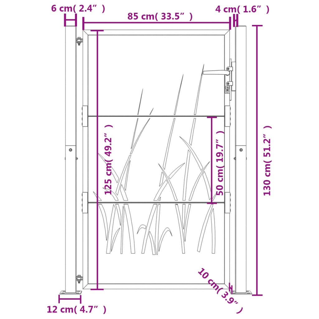 Poort grasontwerp 105x155 cm cortenstaal