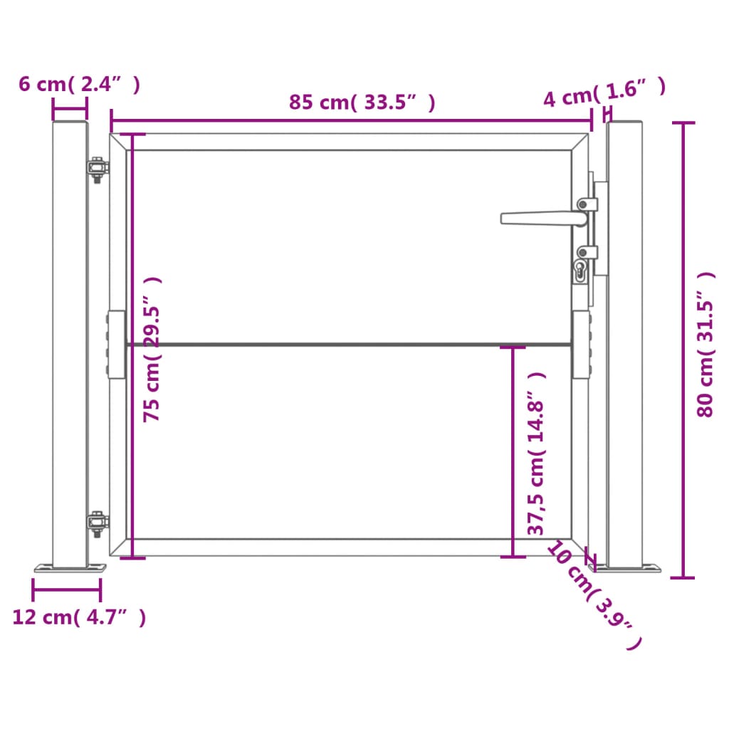 Poort 105x180 cm cortenstaal