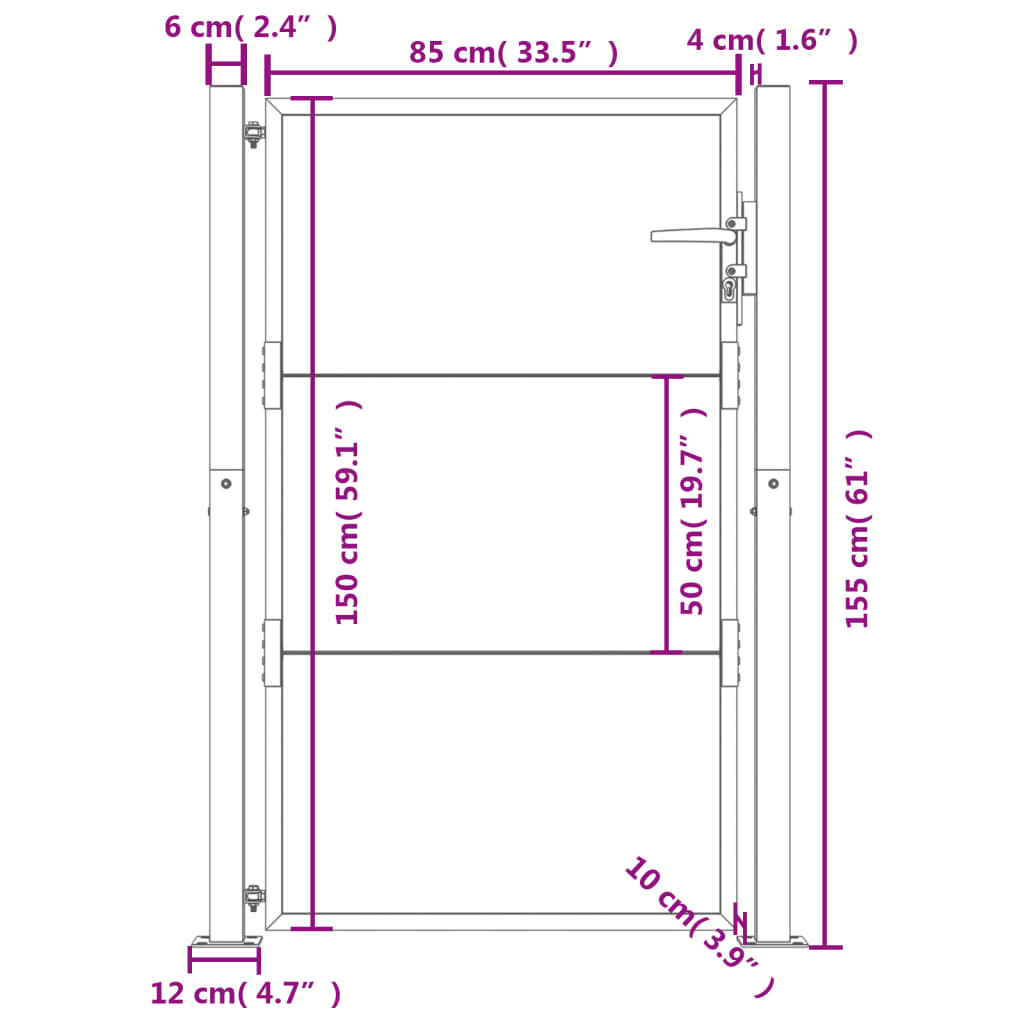 Poort 105x180 cm cortenstaal