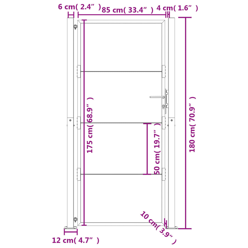 Poort 105x180 cm cortenstaal