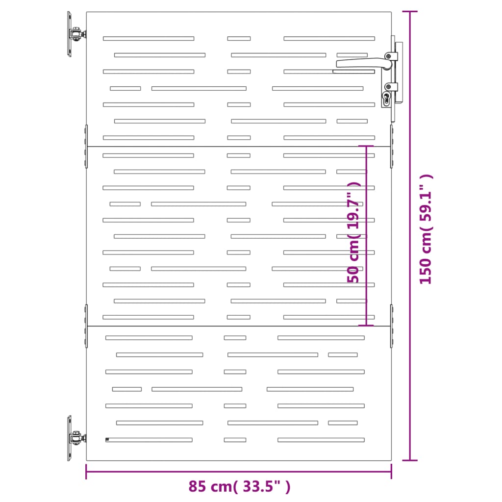 Poort 85x125 cm vierkant cortenstaal