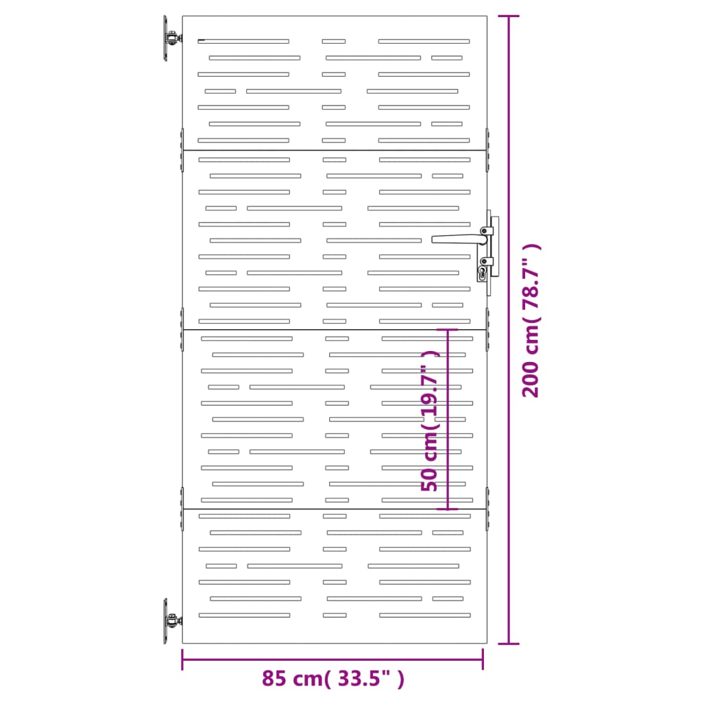 Poort 85x125 cm vierkant cortenstaal