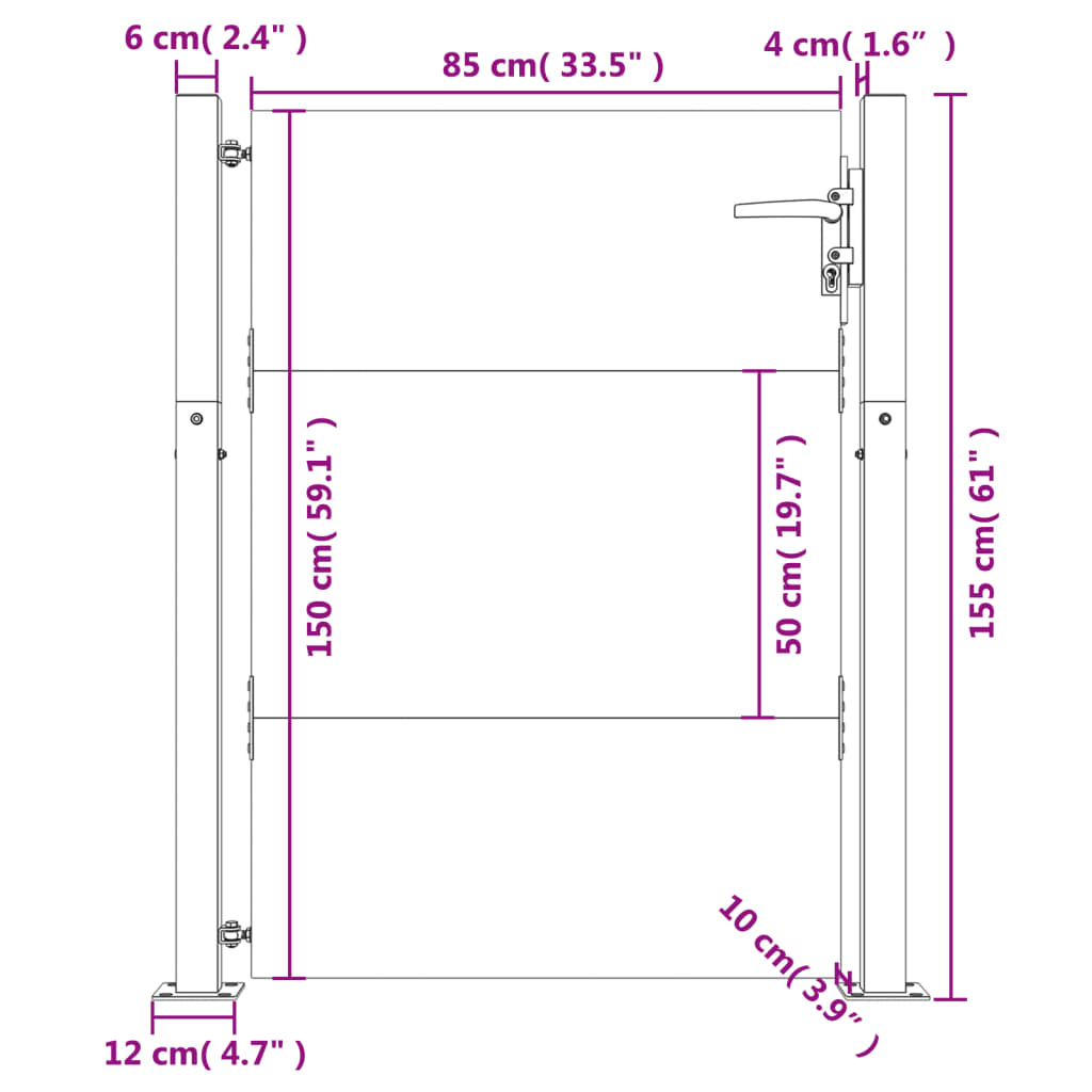 Poort 105x155 cm cortenstaal