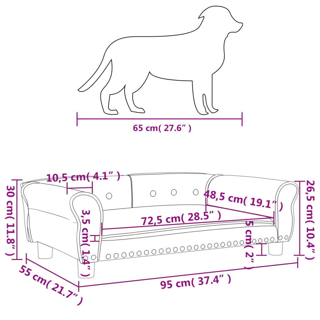 Hondenmand 70x45x30 cm fluweel