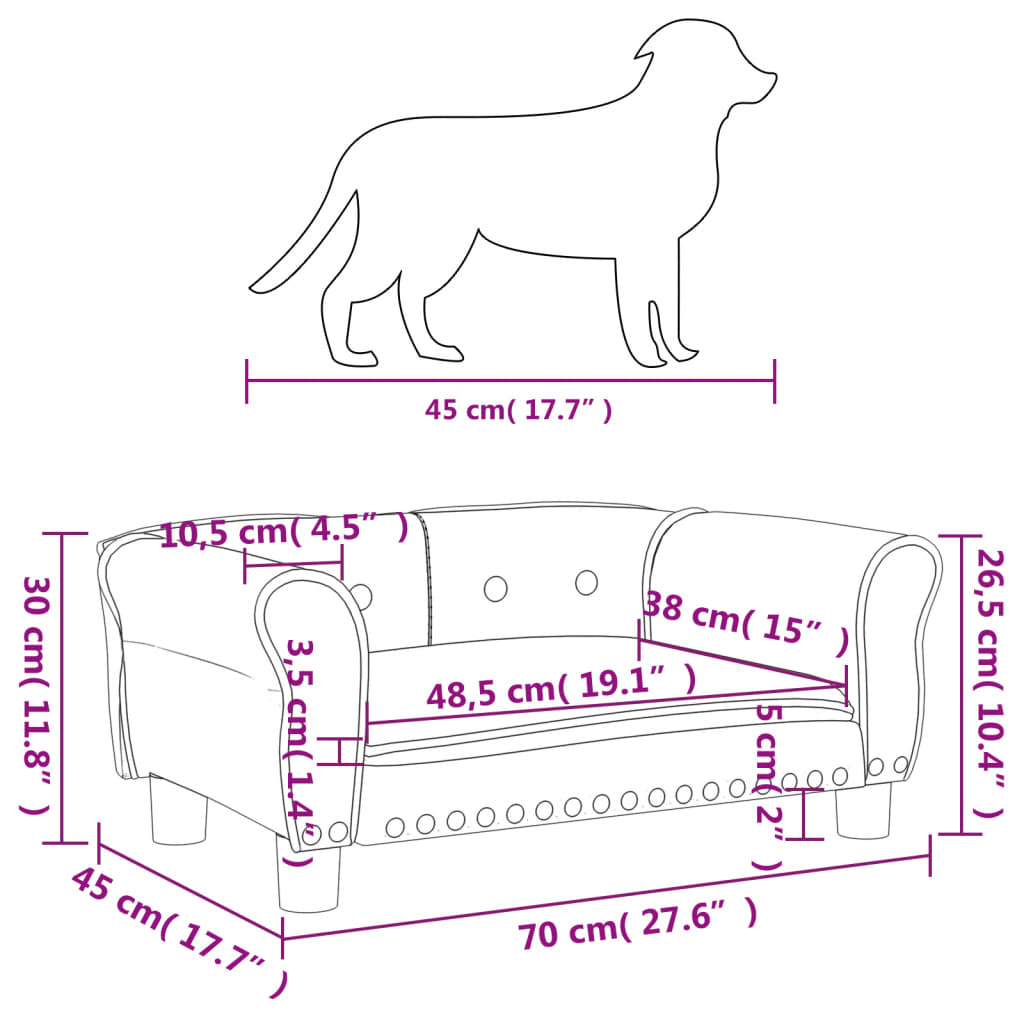 Hondenmand 70x45x30 cm fluweel