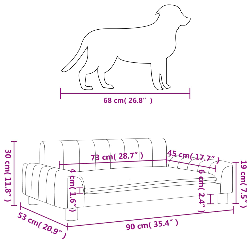 Hondenmand 90x53x30 cm stof