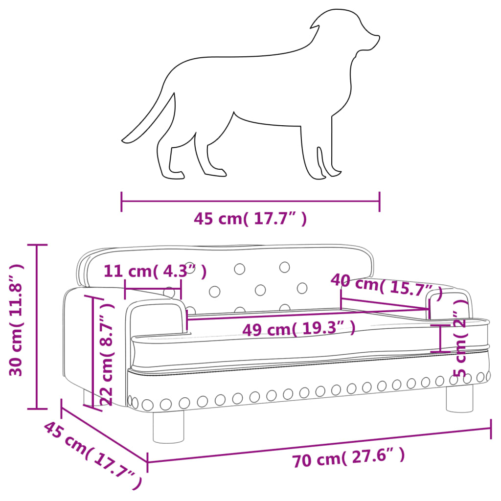 Hondenmand 90x53x30 cm fluweel