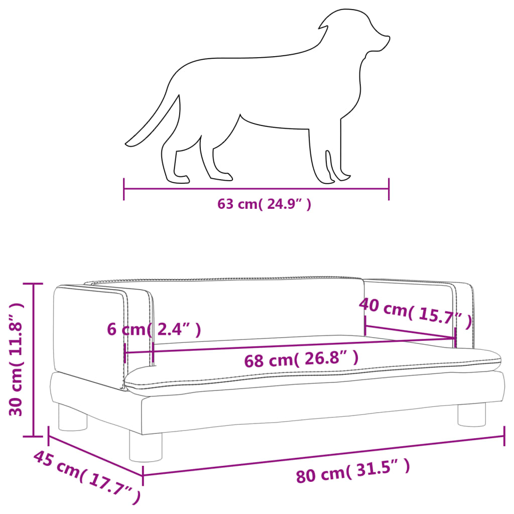 Hondenmand 60x40x30 cm fluweel