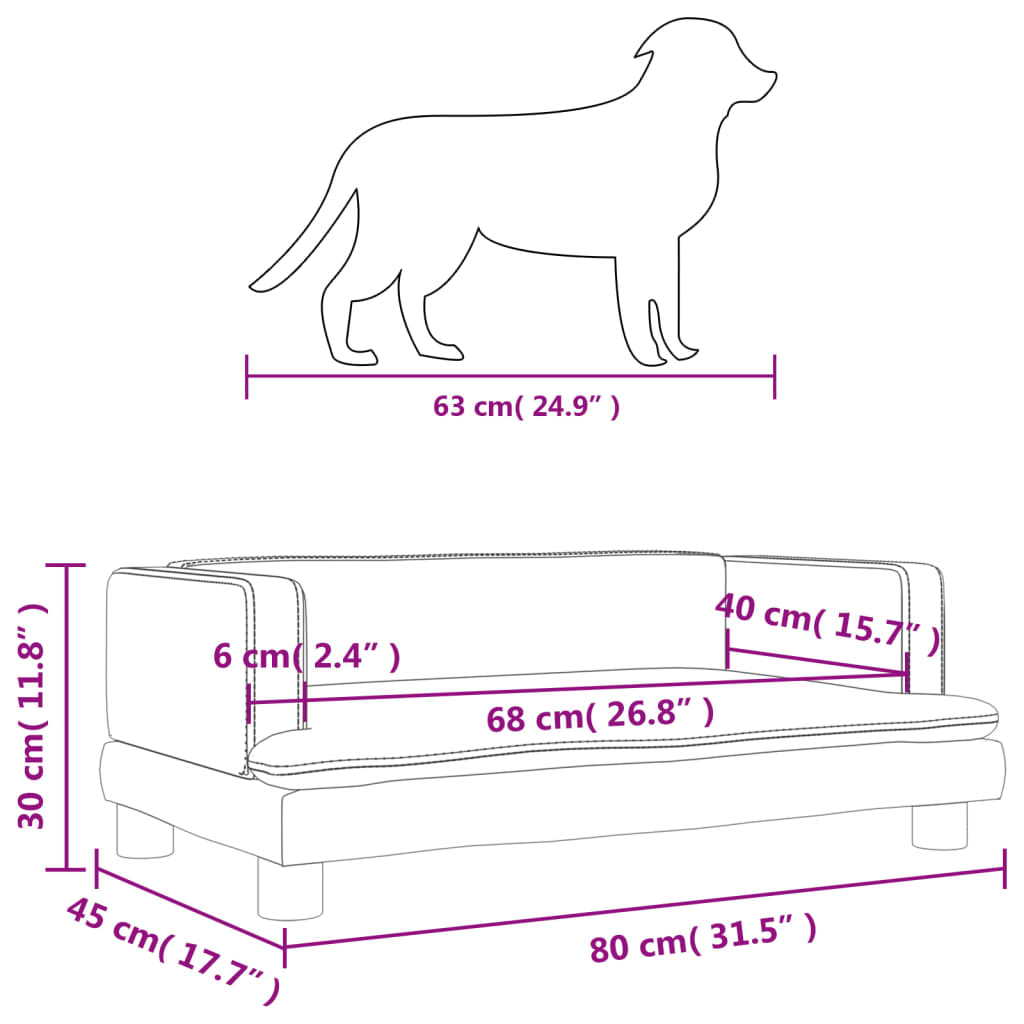 Hondenmand 60x40x30 cm fluweel