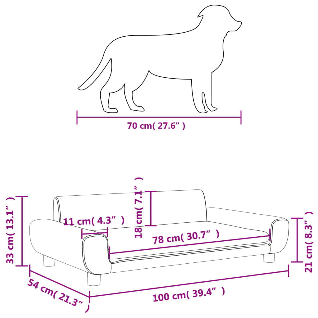 Hondenmand 70x45x33 cm fluweel