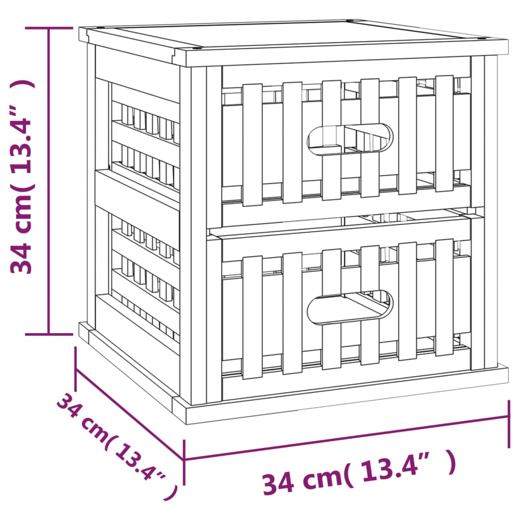 Nachtkastjes 2 st 34x34x34 cm massief walnotenhout