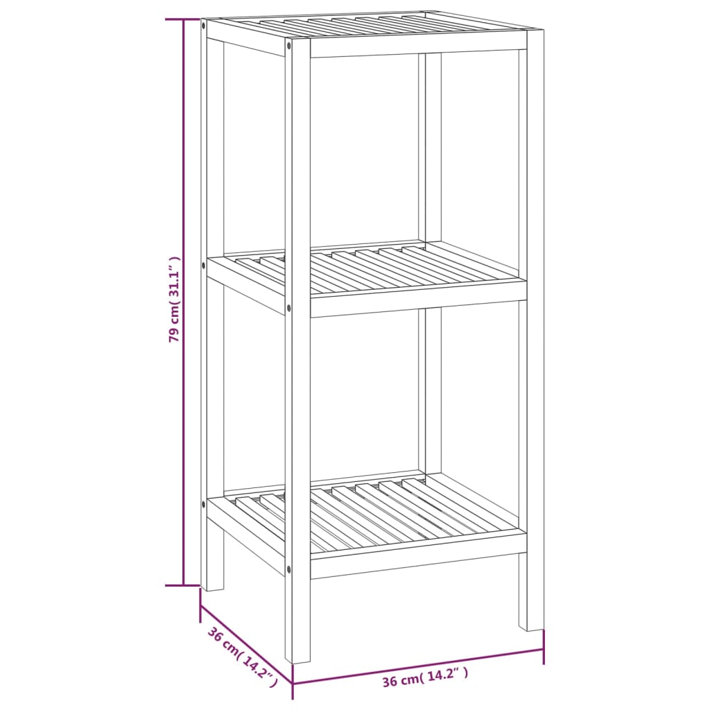 Badkamerrek 36x36x112 cm massief walnotenhout