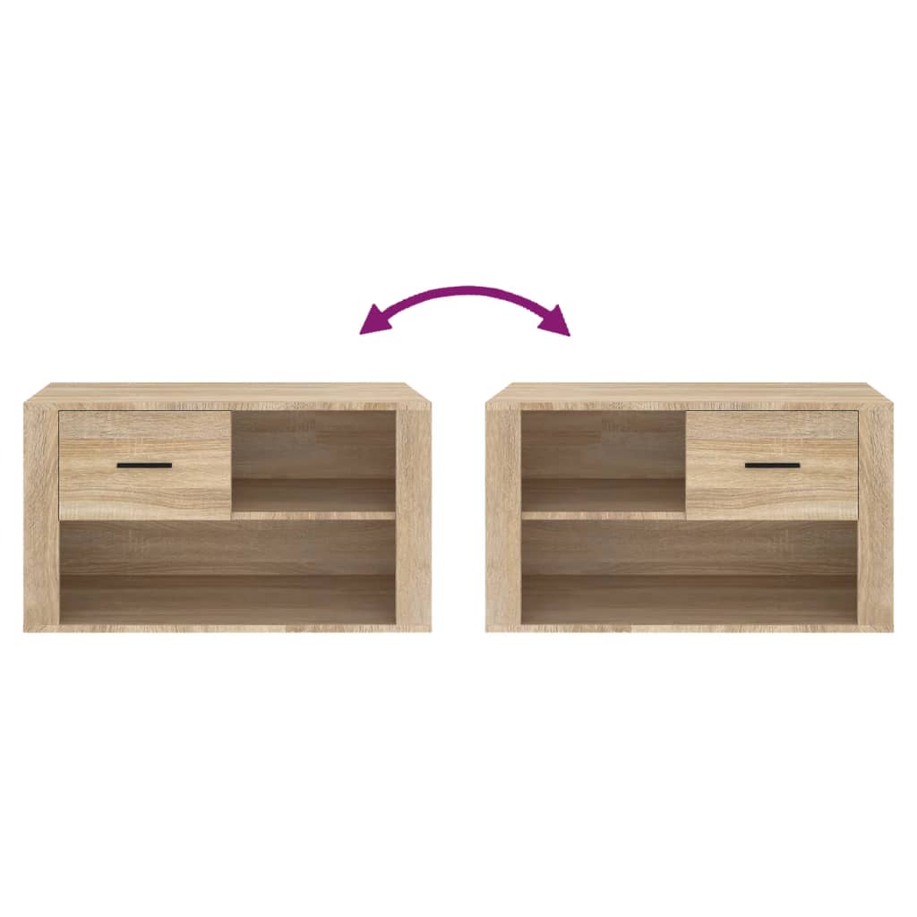 Schoenenkast 80x35x45 cm bewerkt hout eikenkleurig