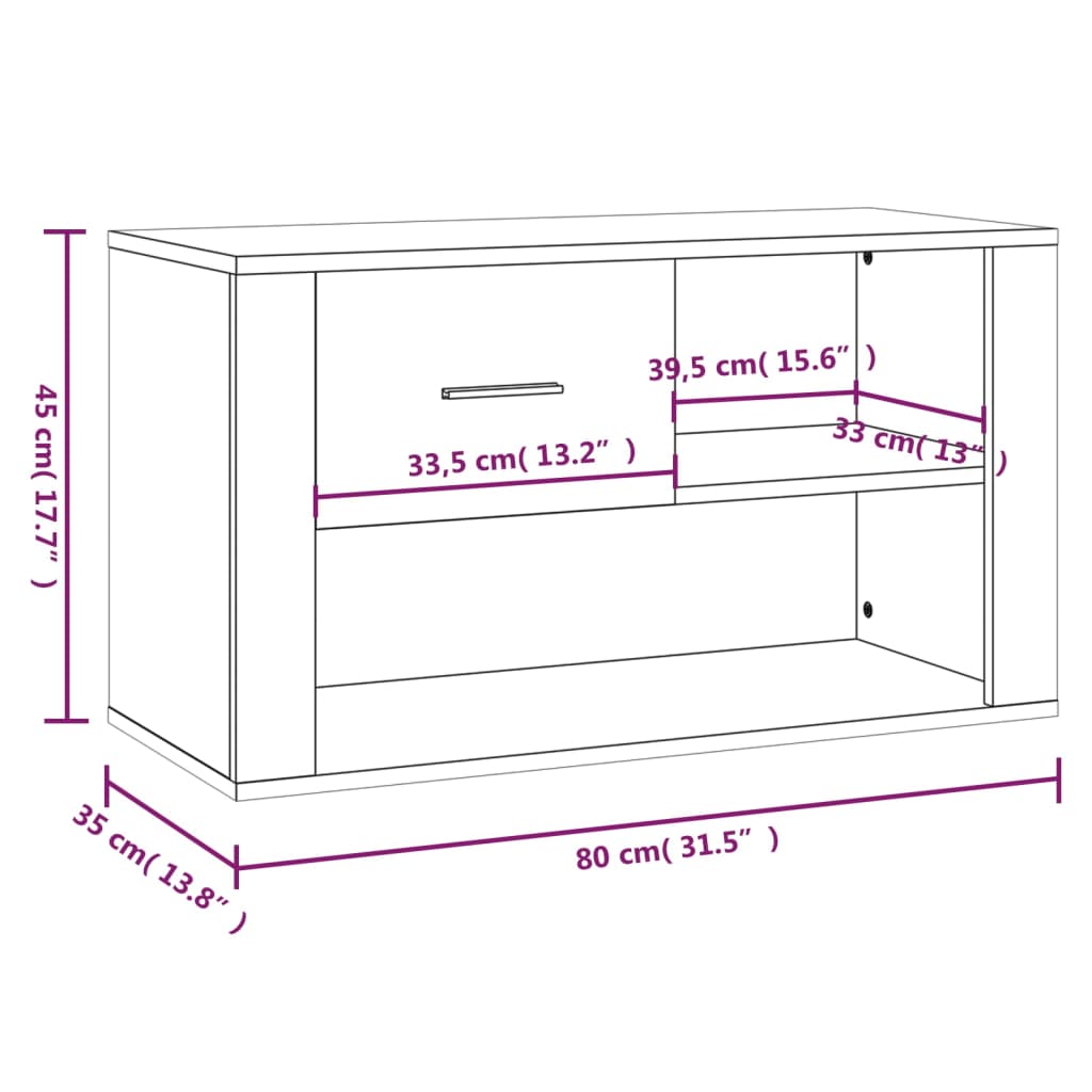 Schoenenkast 80x35x45 cm bewerkt hout