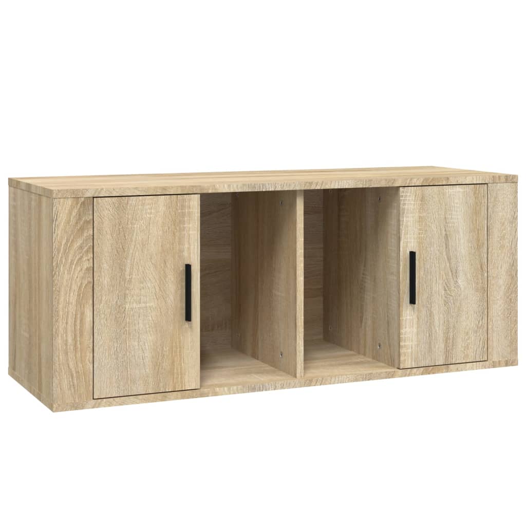 Tv-meubel 100x35x40 cm bewerkt hout eikenkleurig