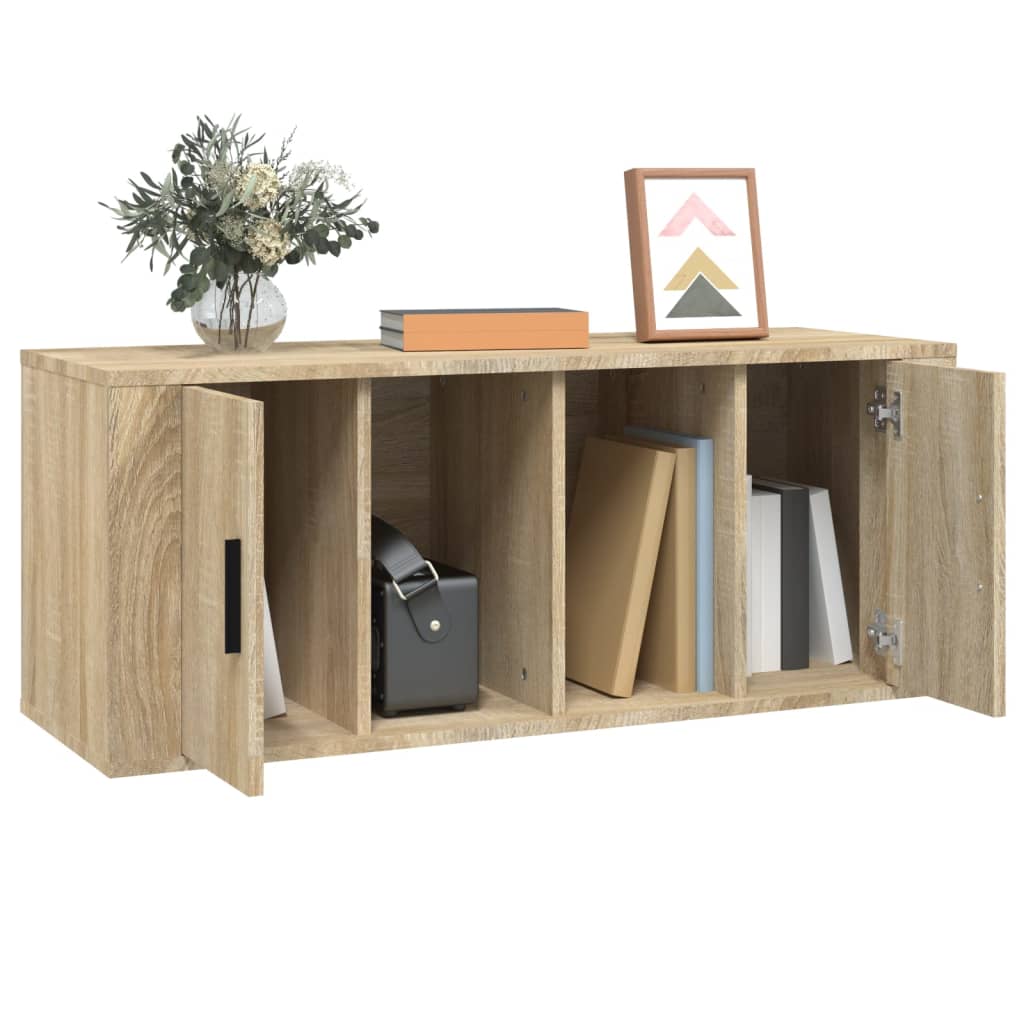 Tv-meubel 100x35x40 cm bewerkt hout eikenkleurig