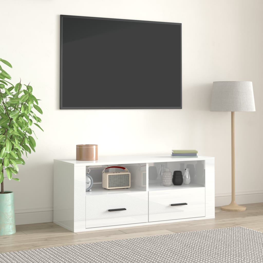 Tv-meubel 100x35x40 cm bewerkt hout bruin eikenkleur