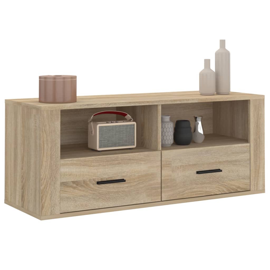 Tv-meubel 100x35x40 cm bewerkt hout bruin eikenkleur