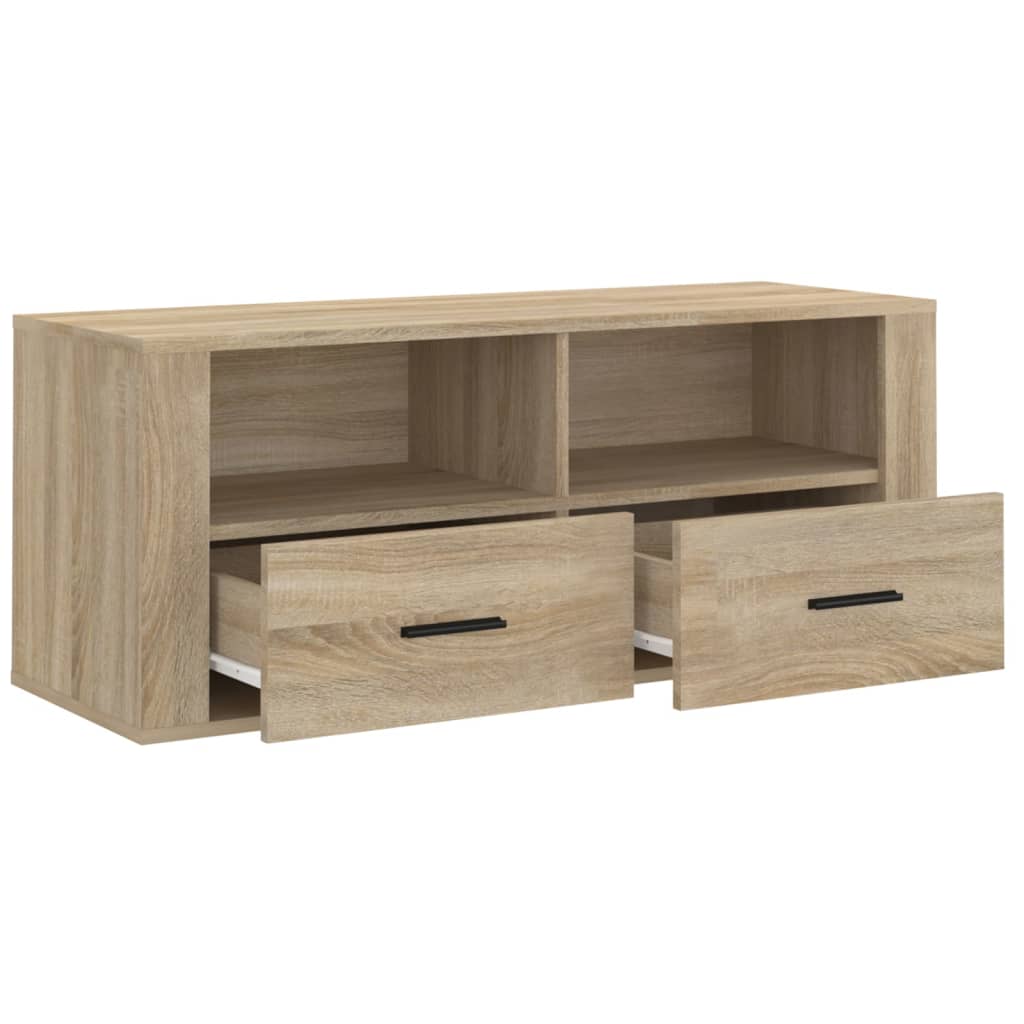 Tv-meubel 100x35x40 cm bewerkt hout bruin eikenkleur