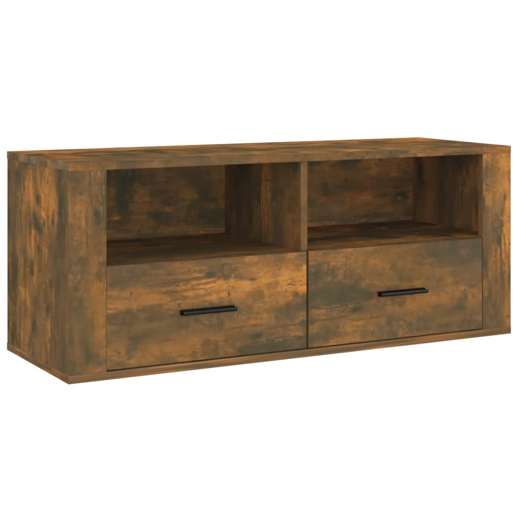 Tv-meubel 100x35x40 cm bewerkt hout bruin eikenkleur