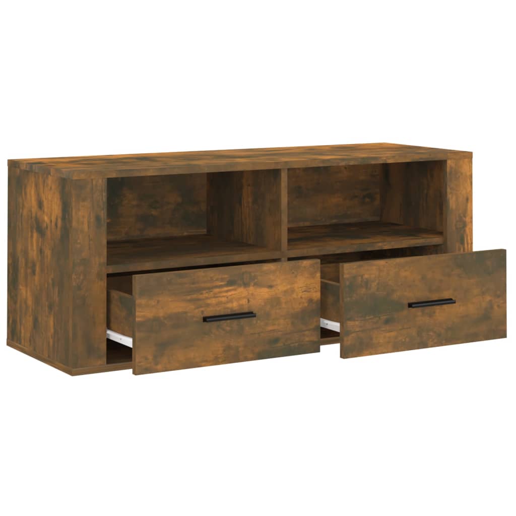 Tv-meubel 100x35x40 cm bewerkt hout bruin eikenkleur