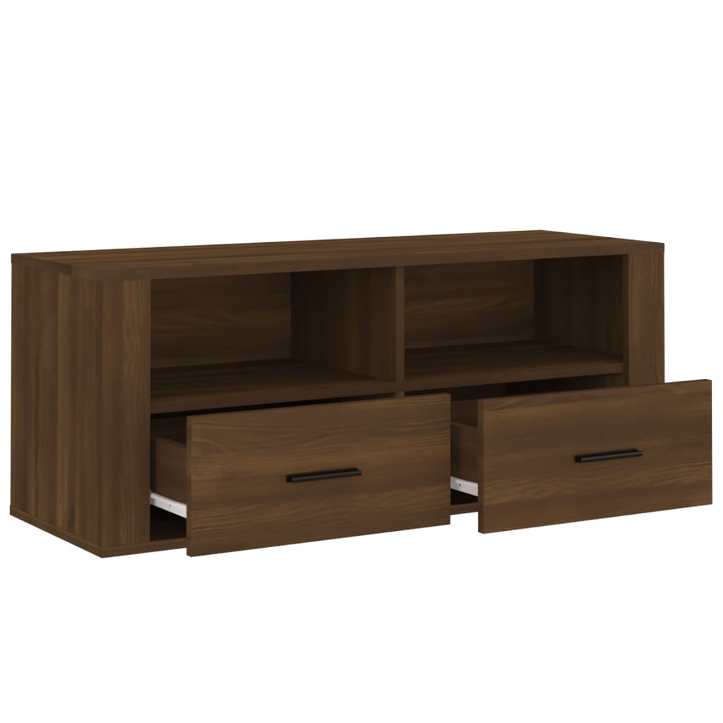 Tv-meubel 100x35x40 cm bewerkt hout bruin eikenkleur