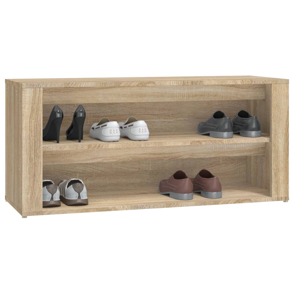 Schoenenrek 100x35x45 cm bewerkt hout eikenkleurig