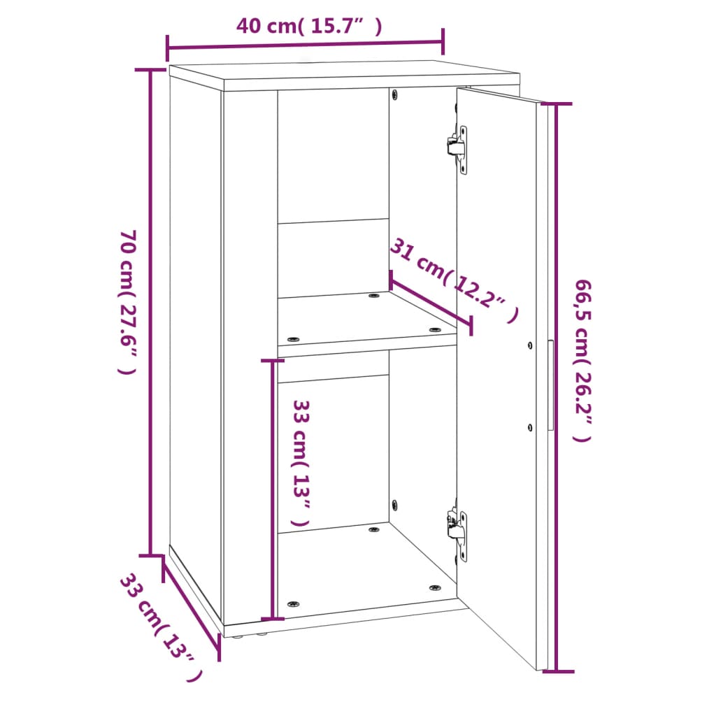 Dressoir 40x33x70 cm bewerkt hout