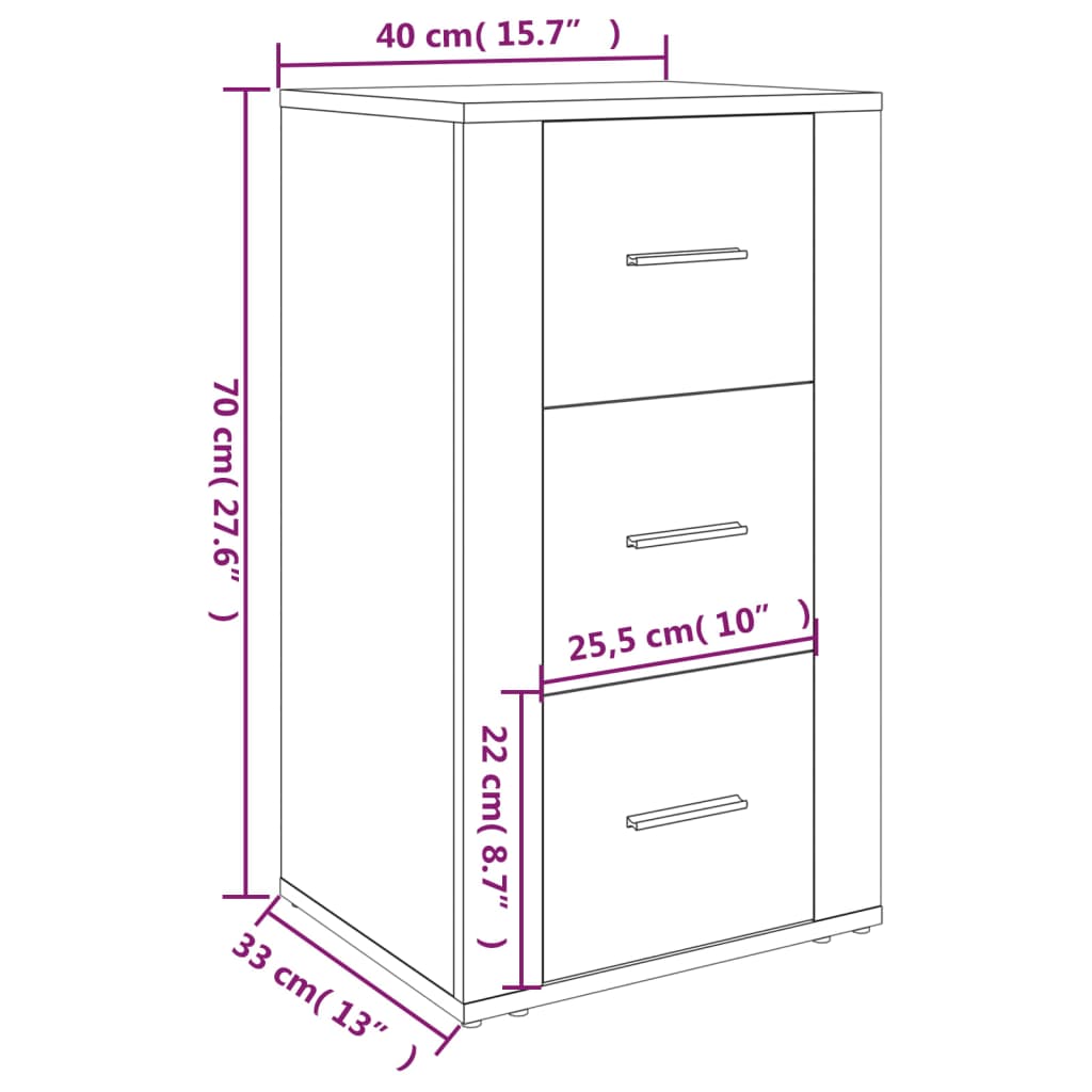 Dressoir 40x33x70 cm bewerkt hout eikenkleurig