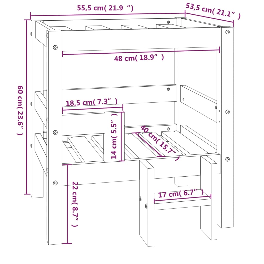 Dressoir 80x30x60 cm bewerkt hout