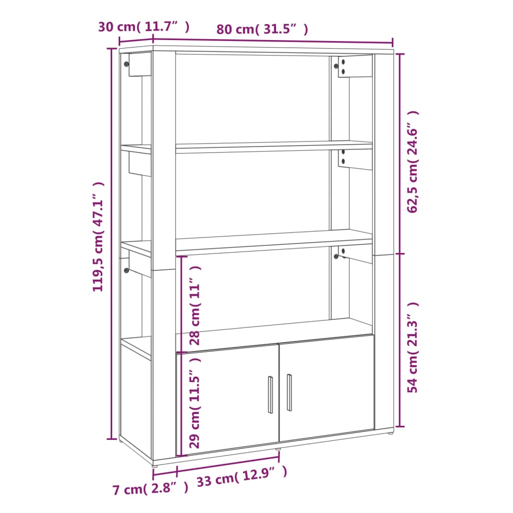 Dressoir 80x30x119,5 cm bewerkt hout