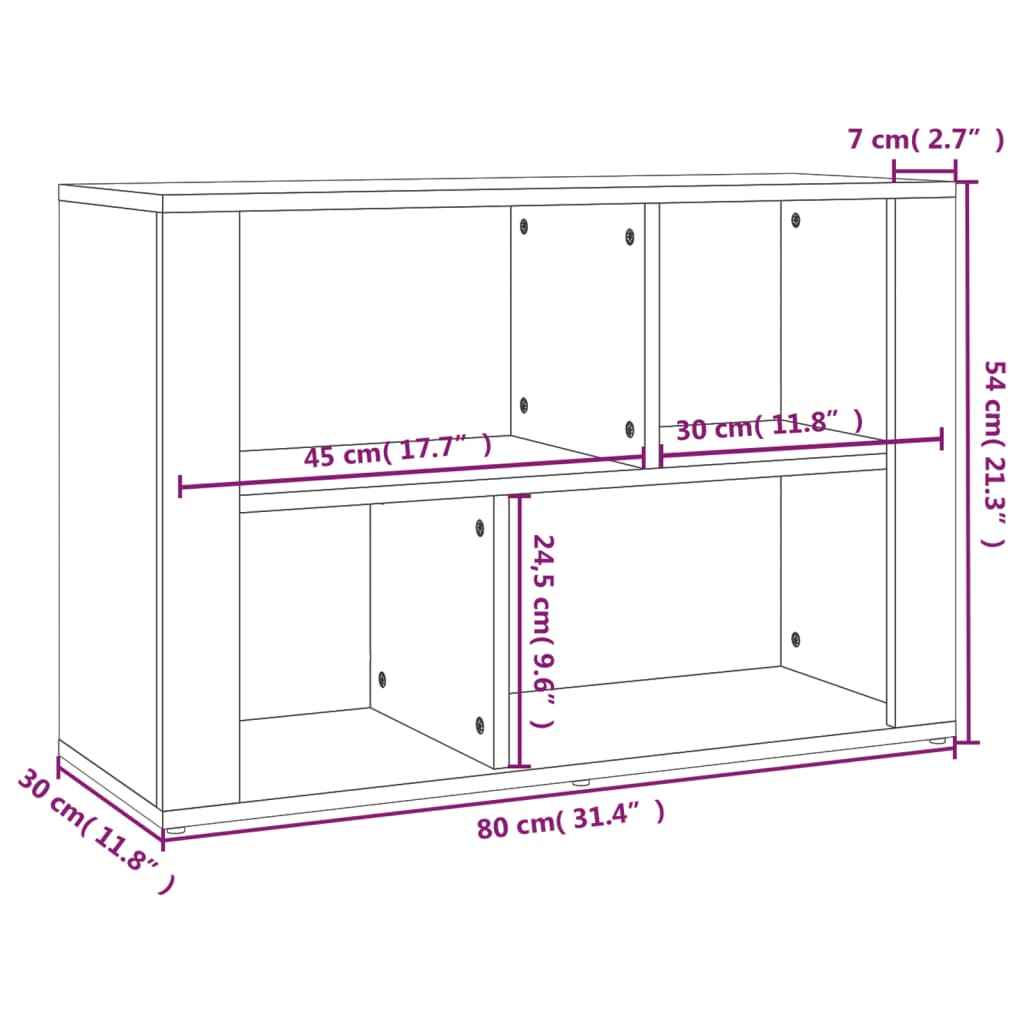 Dressoir 80x30x54 cm bewerkt hout